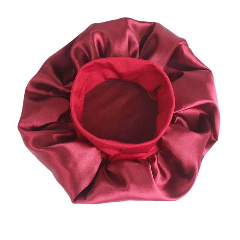 推荐1pc Silk Head Wrap Shower Cap Adjust Solid Satin Bonnet - 图2