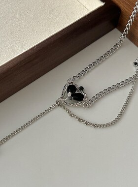 现货爱心锆石钛钢卫衣项链女新款秋冬季小众高级感配饰甜酷搭配毛