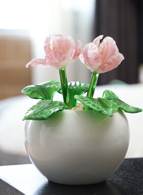 淄博琉璃手工艺品仙客来仿真花盆栽摆件家居桌面装饰礼品玄关摆设