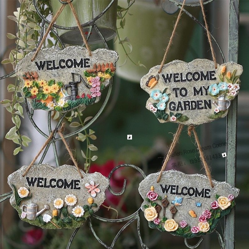 速发Welcome Sign Garden Wall Door Hanging Pendant Outdoor De - 图0