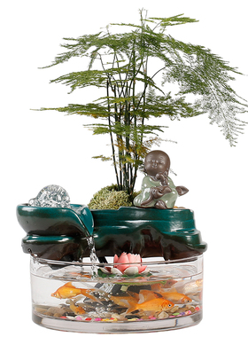 养鱼流水摆件流水k生财景观循环水招财小鱼缸喷泉桌面流水时来运