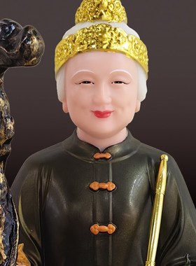 黑妈妈像家用摆件实心汉白玉铁刹山黑老太太黑老太神像12寸16寸