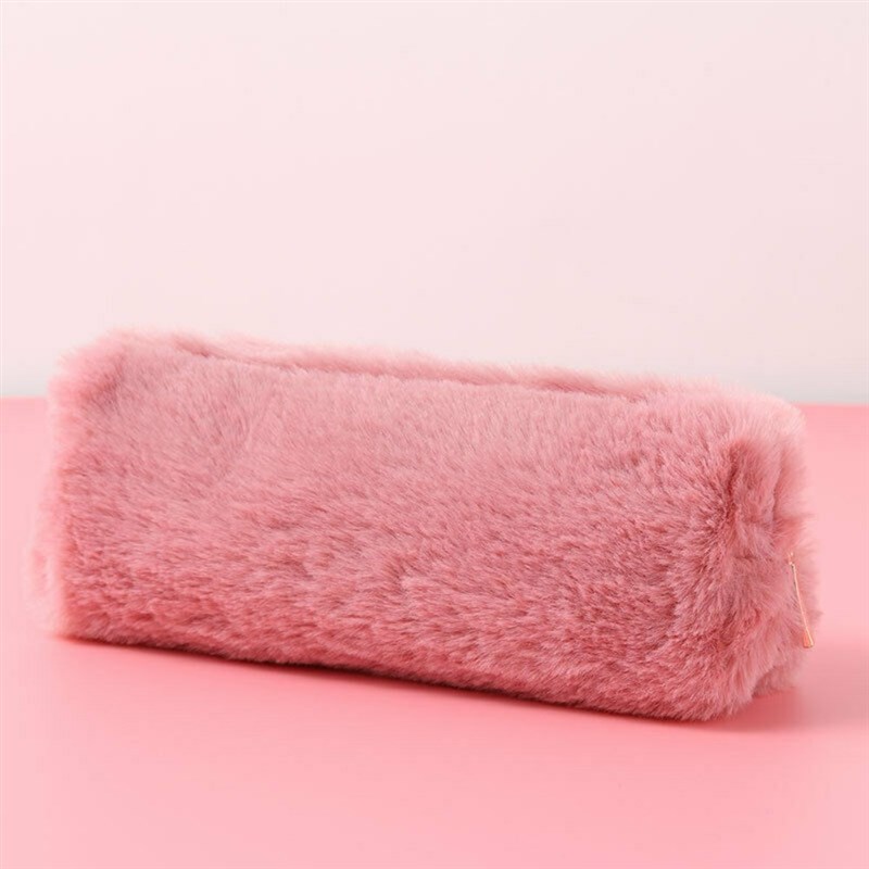 Lovely Girl Plush Fuzzy Fluffy Cute Pencil Case Makeup Pouc