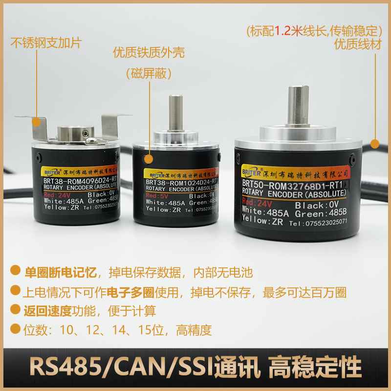 急速发货布瑞特 单圈值编码器RS485/CAN/CANopen/SSI角度旋转磁编 - 图0