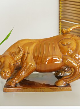 陶瓷牛化解摆件黄牛水牛工艺品家居客厅卫生间厨房缺角客厅办公室