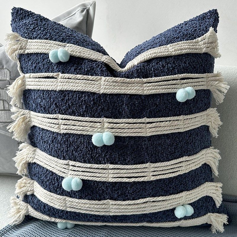 现代简约儿童房床品抱枕样板间蓝色面料定制抱枕床头靠垫沙发搭毯,淘宝优惠券,粉丝福利购,淘宝优惠卷