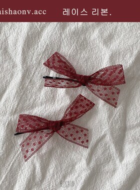 Pure handmade ~ Japanese Lolita Red Lace Bow Clip simple tem