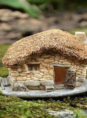 老房子摆件家居小装饰品创意乡村微景观迷你仿真建筑模型盆景树