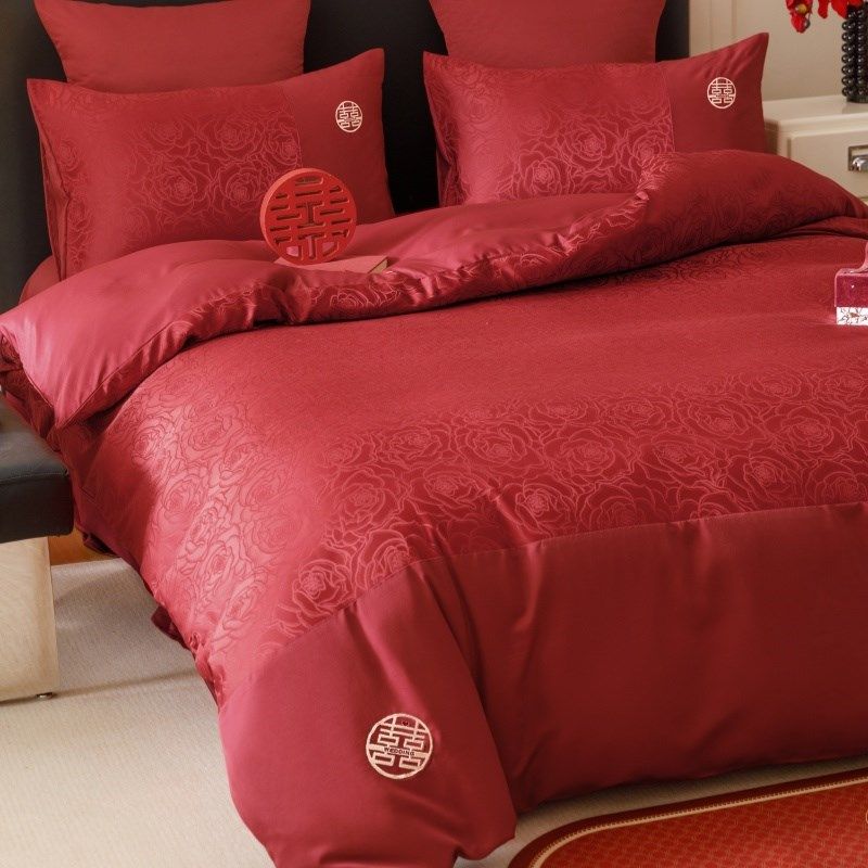 中式结婚四件套大红色新婚陪嫁被套婚庆床上用品婚房喜被,淘宝优惠券,粉丝福利购,淘宝优惠卷