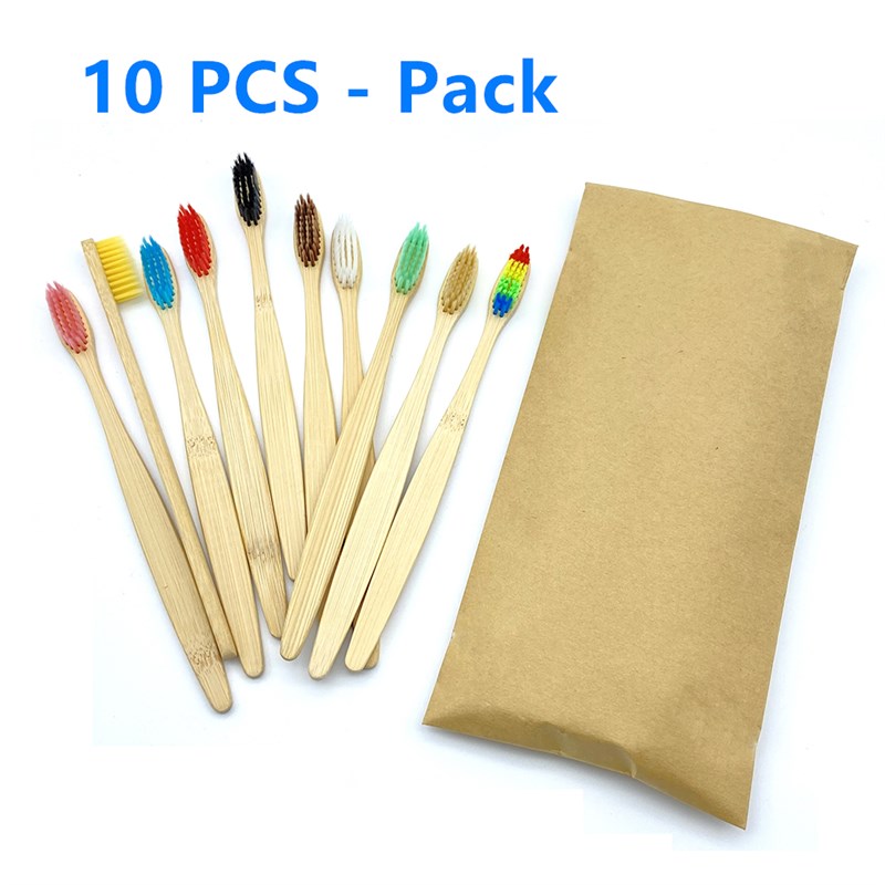 极速10pc Eco friendly Bamboo Toothbrush Soft Bristles Biodeg - 图0