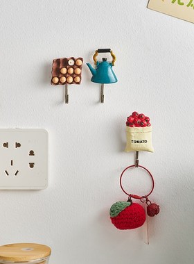 3d美食亚克力强力挂钩厨房门后卫生间墙壁浴室无痕贴墙面装饰品