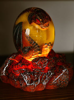 发光熔岩龙蛋哈利波特挪威脊背恐龙蛋喷火龙魔法觉醒创意摆件灯光