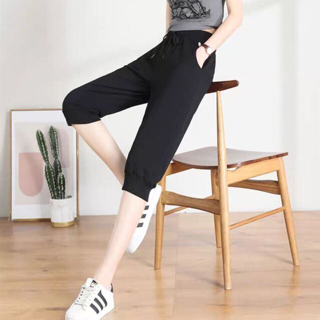 Cotton cropped pants women's sports pants thin Q loose casual outer shorts small feet harem pants medium pants leggings sweatpants