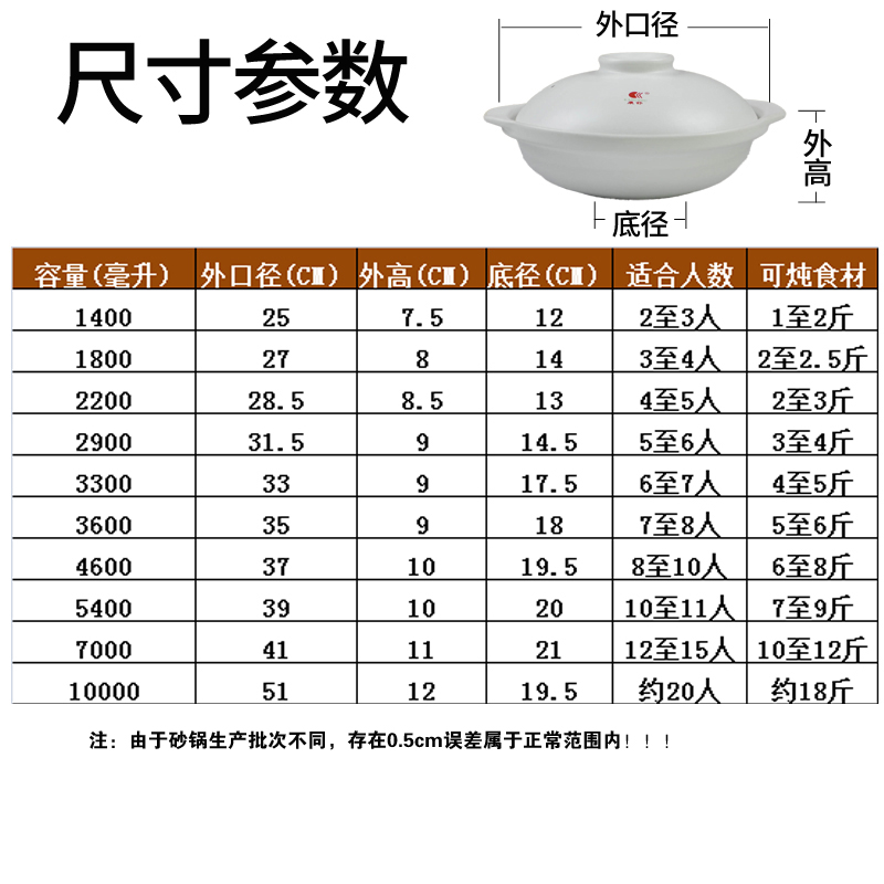 电磁炉专用康舒陶瓷砂锅商用耐高温炖锅小火锅浅口大号白色沙锅 - 图2