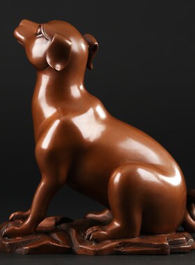 铜之韵紫铜生肖狗摆件纯铜中式工艺品铜狗家居室内桌面装饰品摆设