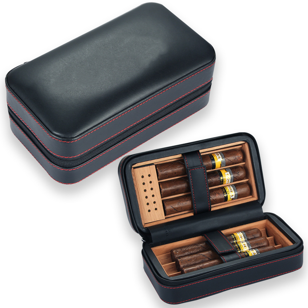 极速Leather Cigar box portable cigar holster Cigar humidor - 图1