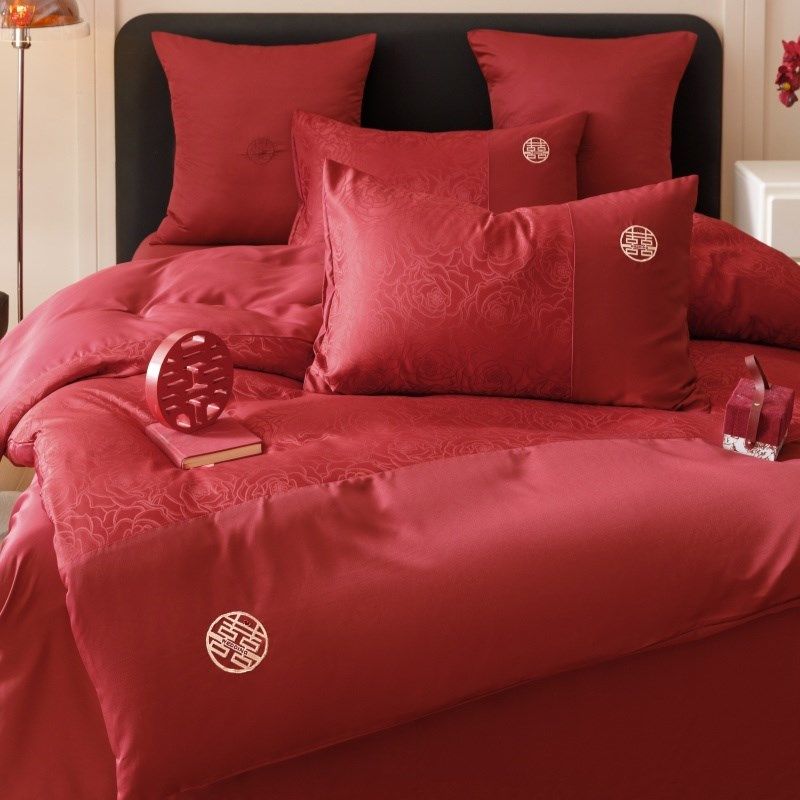 中式结婚四件套大红色新婚陪嫁被套婚庆床上用品婚房喜被,淘宝优惠券,粉丝福利购,淘宝优惠卷