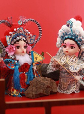 新年国潮沙龙人娃娃diy材料京剧人偶暖场绢车载摆件送老外礼新品