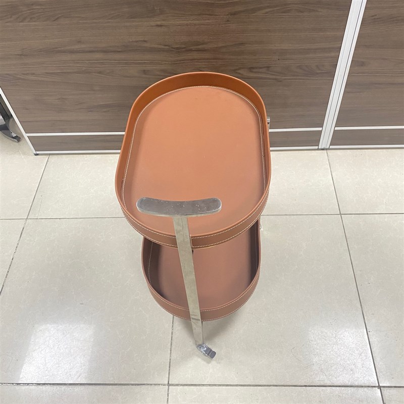 轻奢马鞍皮沙发边几客厅阳台可移动置物角几设计感小户型推车茶几 - 图2