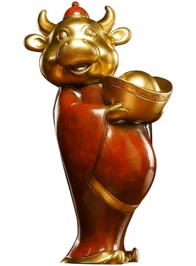全铜生肖牛摆件办公室书u房牛铜雕礼品摆设牛气冲天工艺品摆件