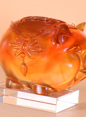 古法琉璃脱蜡烧制猪客厅电视柜装饰摆件商L务乔迁婚庆生日赠送礼