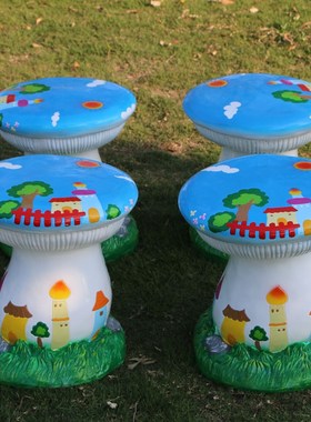 户外创意卡通玻璃钢雕塑大号蘑菇桌椅商场公园庭院装饰摆件工艺品