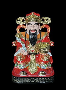 财神爷摆件家用神像办公室店铺开业招财供奉高档铜彩佛像文财神像
