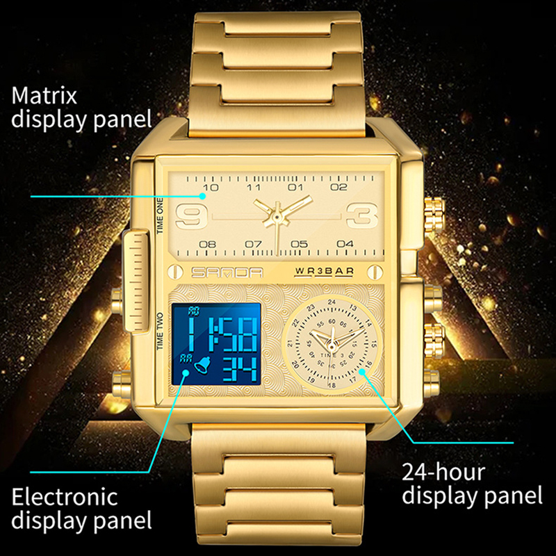 新品Square S 6023 Casual ersonality usiness en's Watch Fashi - 图3