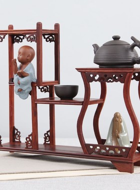 红木博古架紫砂茶壶架茶叶架实木多宝阁工艺品摆件红酸枝家居饰品
