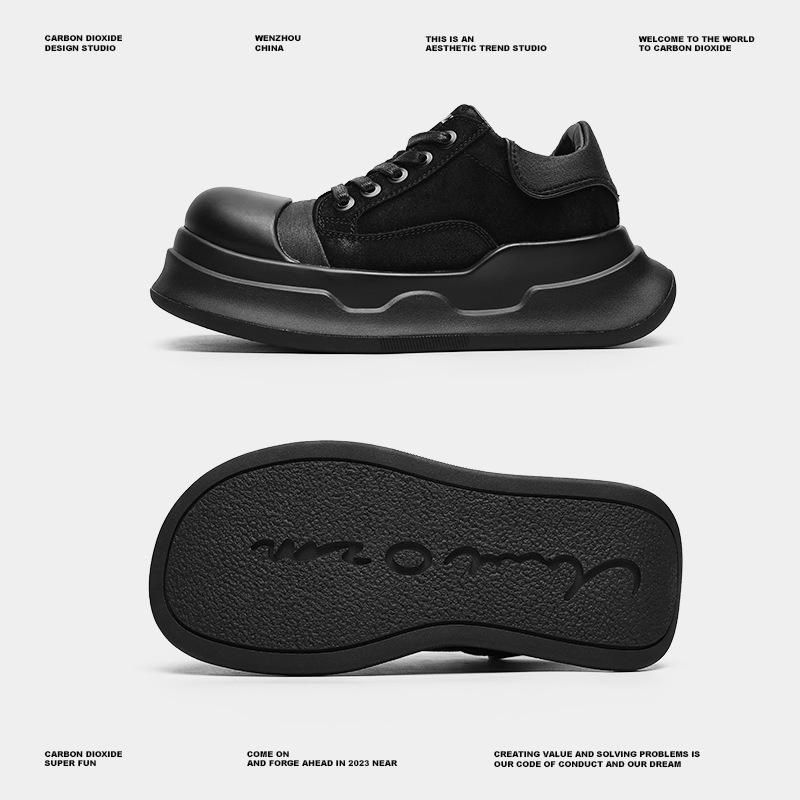 2024小众新款纯黑大头圆头帆布鞋男鞋百搭厚底百搭休闲鞋低帮板鞋,淘宝优惠券,粉丝福利购,淘宝优惠卷