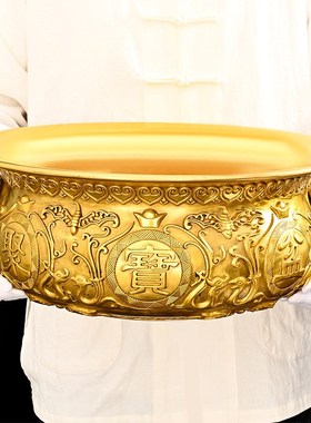 全铜聚宝盆摆件 招财聚财铜盆店铺零钱客N厅玄关店铺开业礼品