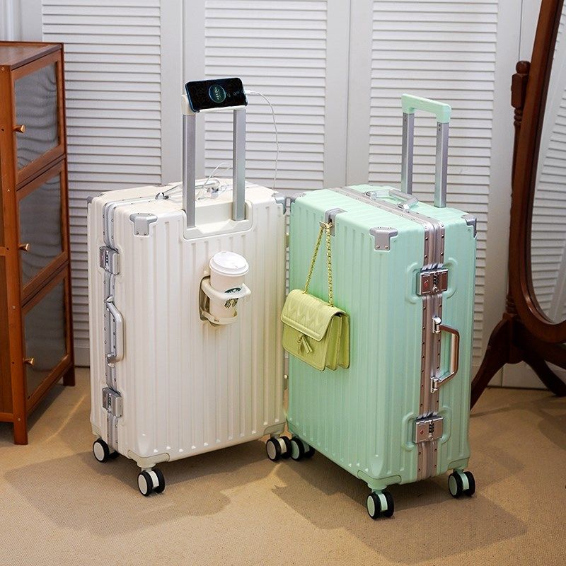 多功能行李箱水杯架拉杆箱充电铝框行李箱静音万向轮男女学生皮箱,淘宝优惠券,粉丝福利购,淘宝优惠卷