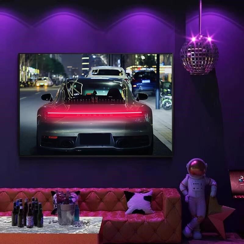 汽车发光壁画装饰画卧室电竞房挂画氛围灯尾灯车灯无线遥控发光画,淘宝优惠券,粉丝福利购,淘宝优惠卷