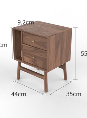 新中式实木床头柜简约黑胡桃x木收纳茶几边几小书柜榫卯明式储物