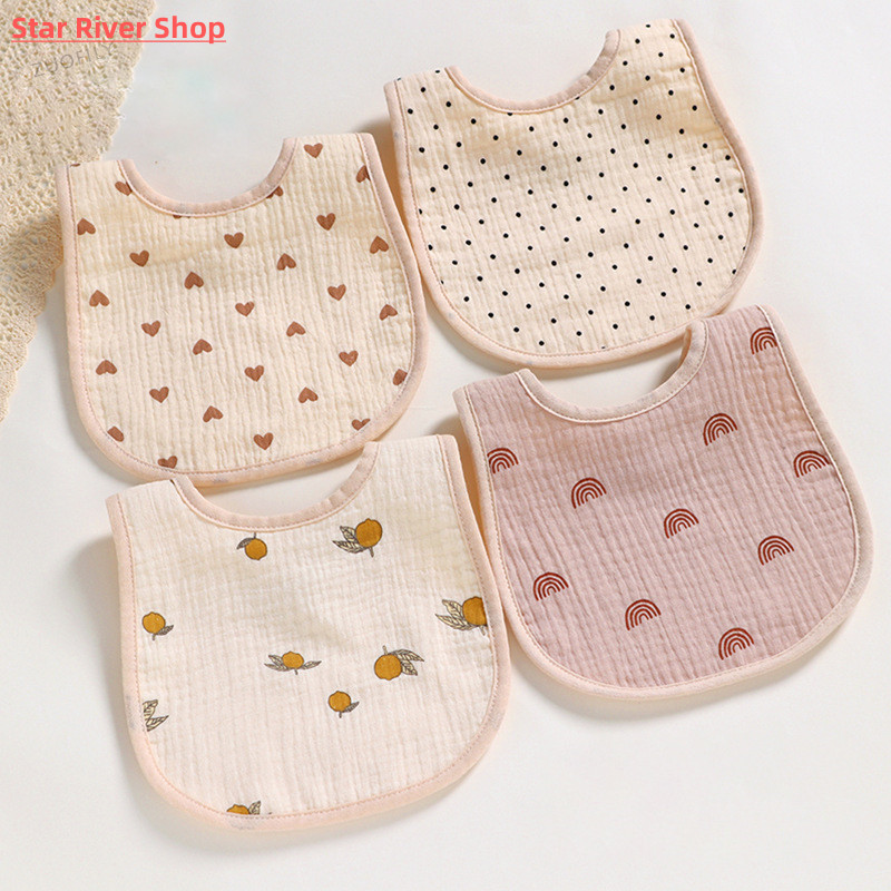 速发Cotton Gause Baby Bibs Solid Color Infant Bib Newborn Bu - 图0