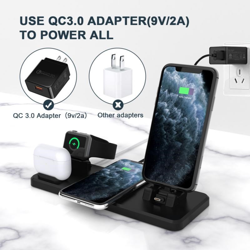 15W Qi Wireless Charger 6 In 1 Fast Charging Station For Iwa - 图0