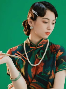 搭配旗袍珍珠项链女款毛衣链子中长款锁骨链颈链60cm项圈配饰152
