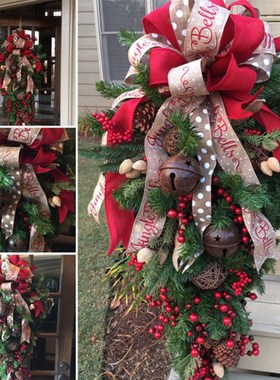 美式手作圣诞节装饰品 圣诞倒挂树60cm 90cm葡萄红果圣诞树