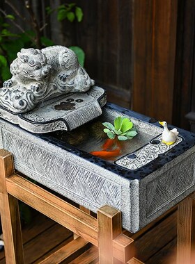 新中式玄关桌面招财流水摆件办公室前台循环水景茶室开业乔迁礼品