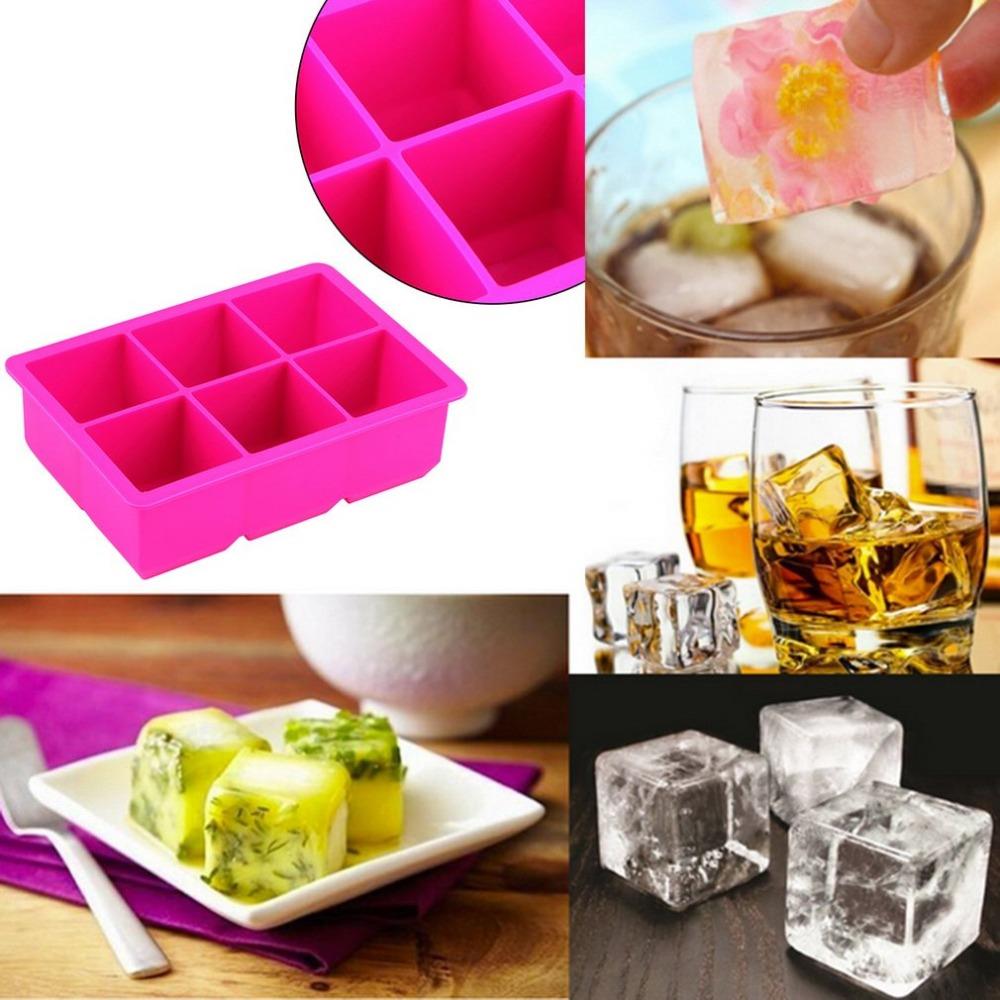 1PC 6-Square Sillieone Cube Tray Ice Makcr Jelly Puoding Sdf - 图0