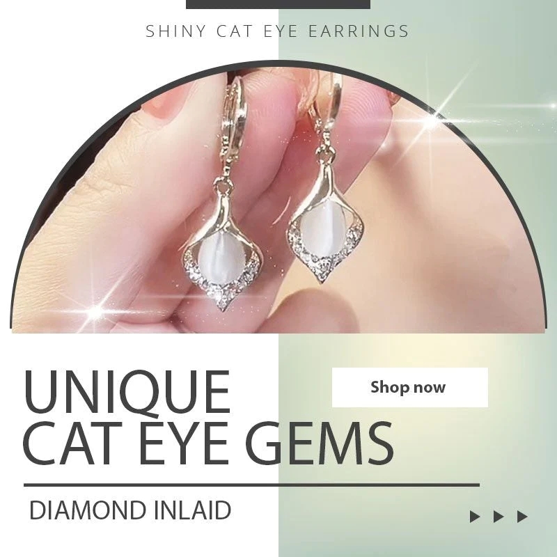 速发Shiny Cat Eye Earrings 1 Pair Shiny Cat Eye Earrings For-图2