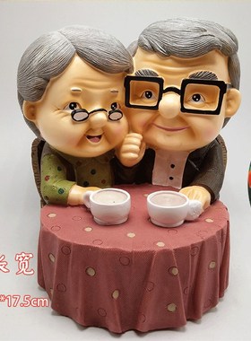情侣夫妻老头老太太摆件爷爷奶奶老人情景L家居饰品结婚纪念日礼