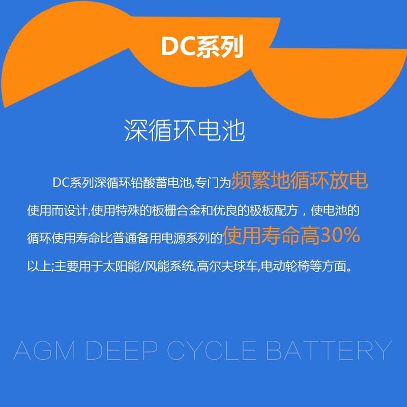 深循环电池 12V24AH免维护铅酸蓄电池超长寿命 DC24-12-图1