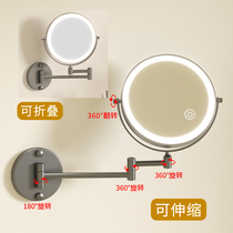 Bathroom Makeup Mirror Led Free of perforated wall-mounted telescopic folding with lamp mirror Cosmetic Room Double Sided Hotel Cosmetic Mirror