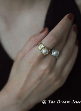 《古着商店》精致珍珠镶嵌小众高级感复古戒指女仲X夏夜之梦饰品