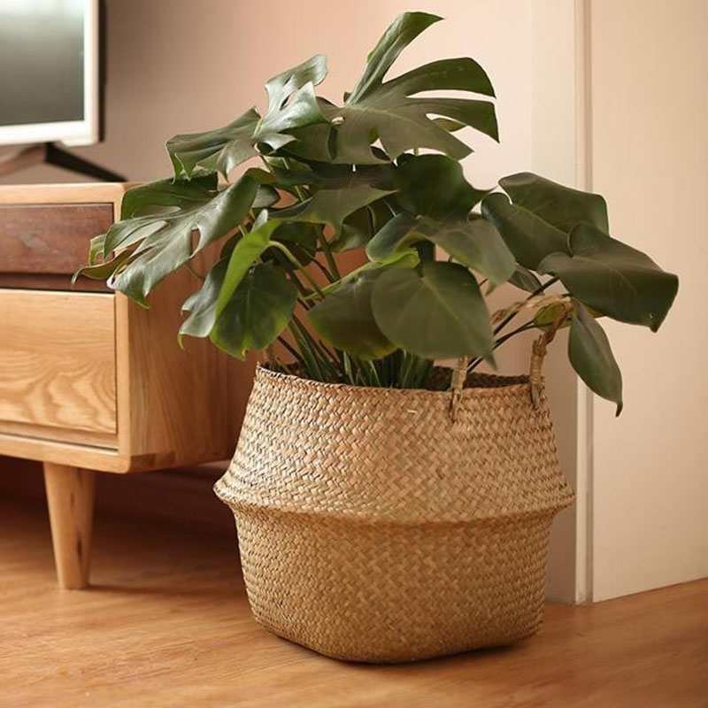 极速Searass Wickerwork Basket Rattan Hanin Flower Pot Dirty-图2