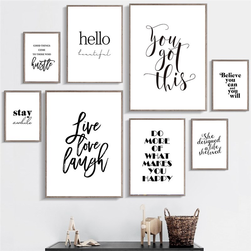 Live Love Laugh Inspiring Quotes Wall Art Canvas Painting Bl - 图0