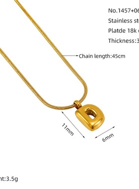 欧美跨境镀真金胖乎乎26字母项链蛇骨链女时尚小巧V百搭锁骨链