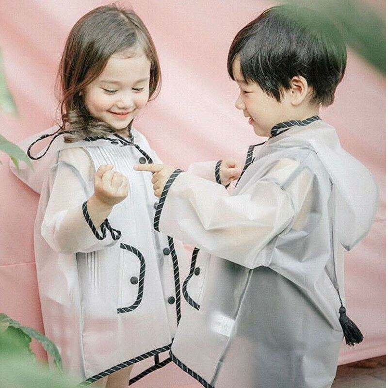 速发Fashion EVA Kids Raincoat Waterproof Rain Poncho Clear T - 图1