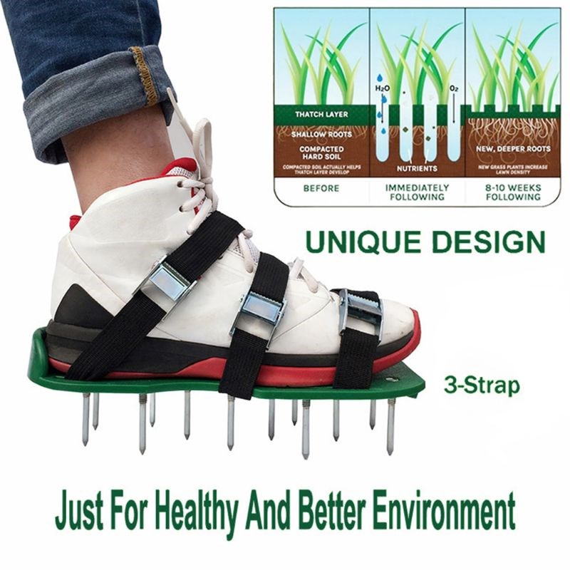 A Pair Lawn Aerator Shoes Sandals Grass Spikes Nail Cultivat - 图0